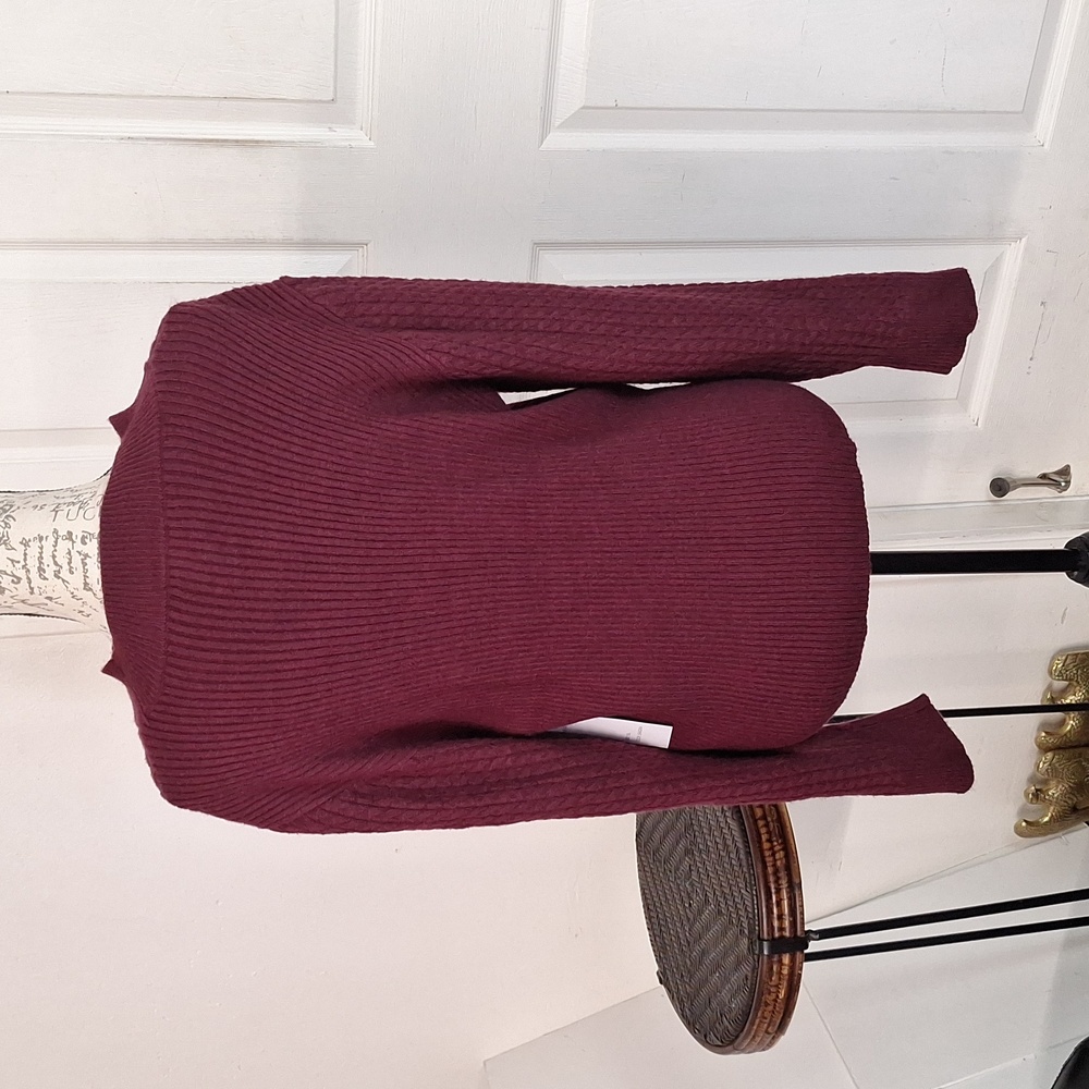 Design History Mock Turtleneck Sweater with Front Cutout - Sangria New - Picture 8 of 9